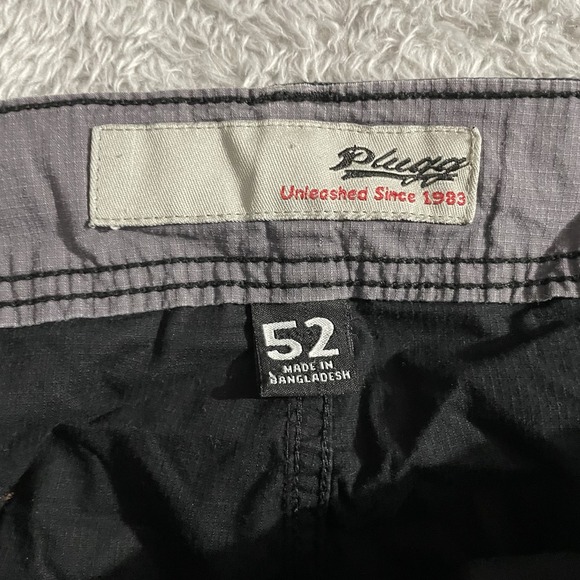 Plugg Cargo Shorts Mens 52 Black Pockets Bermuda Outdoor Leisure Grunge Stretch - Picture 2 of 8